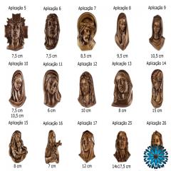 Aplicações em metal para campas e jazigos(Sepulturas) Rosto Cristo, Nossa Senhora.